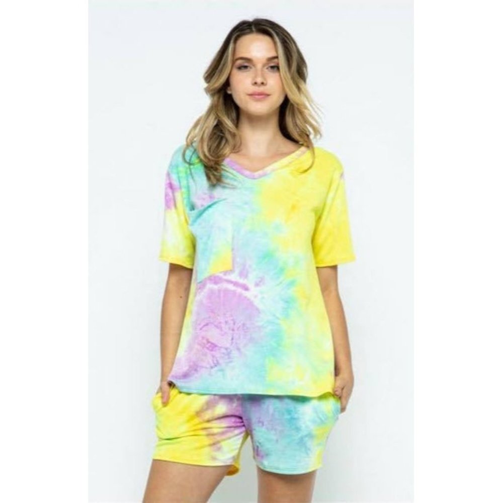 Eldridge Tie Dye Short Set, Magenta Plus Size